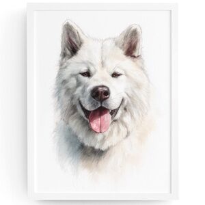Watercolor Akita Dog Portrait Wall Art Print, Unframed - Majestic Canine Charm